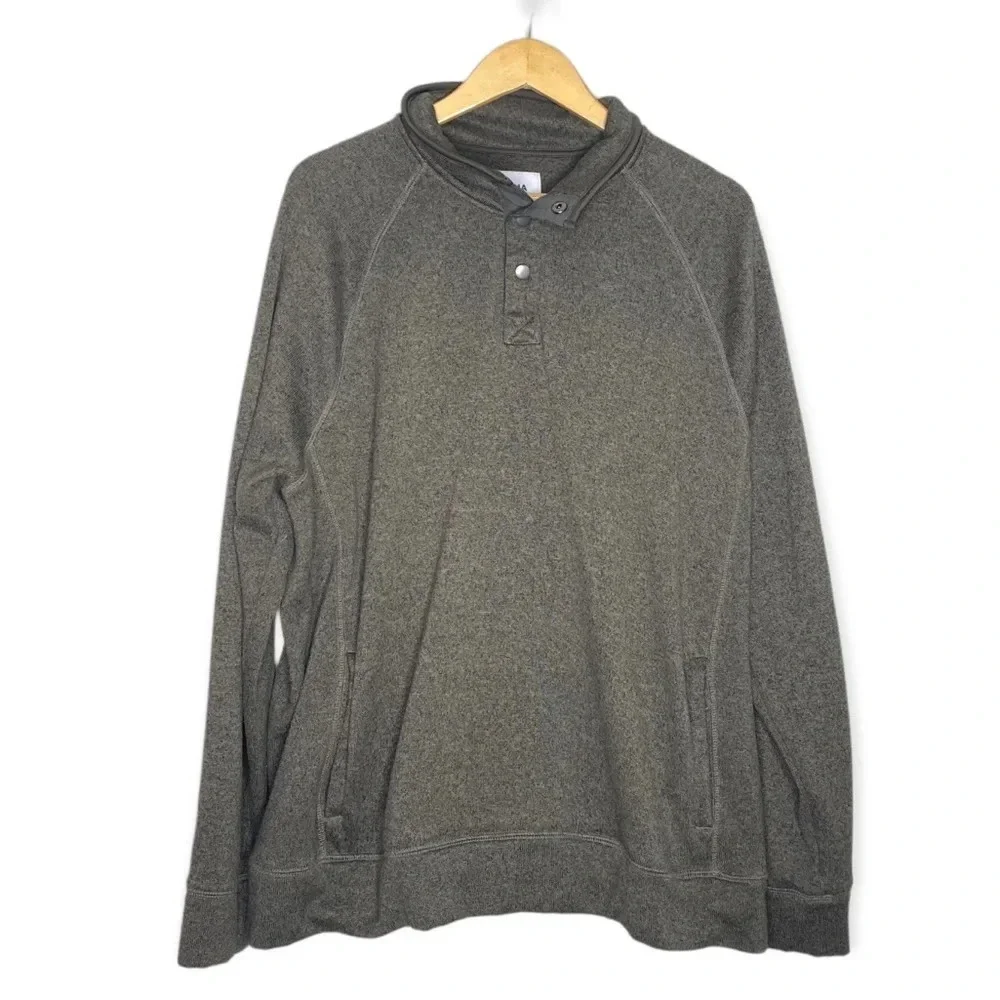 Sonoma Army Green Mock Neck Button Pullover Fleece Sweater Men's Size XXL